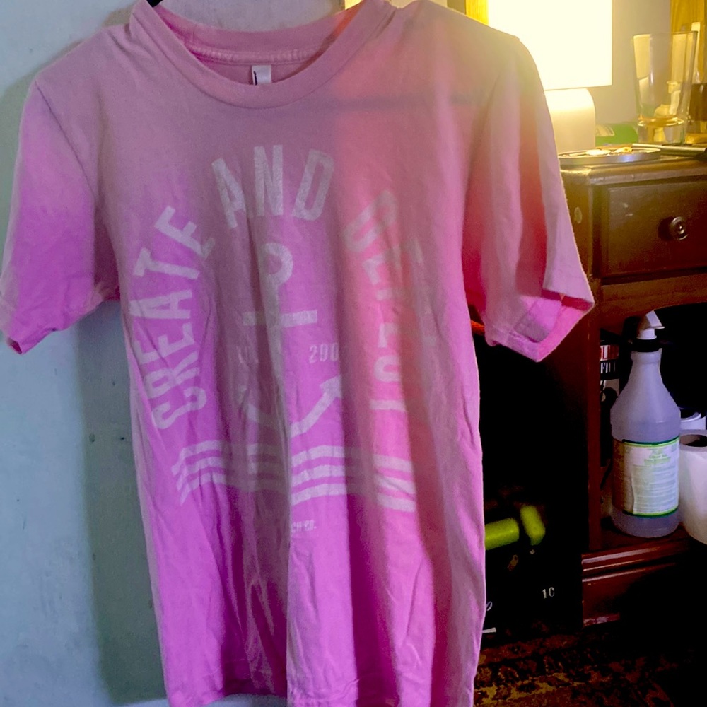 Pink American Apparel “create and deploy” shirt